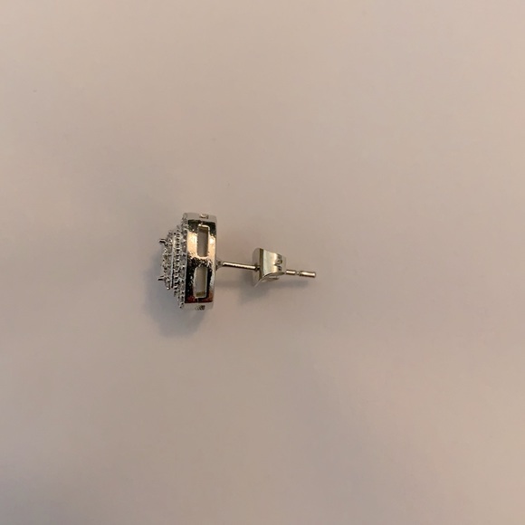 Silver Plated Geometric CZ Square Stud Earring - Picture 4 of 5